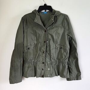 L'AMOUR Nanette Lapore Olive Green Peplum Anorak Jacket Women's XL